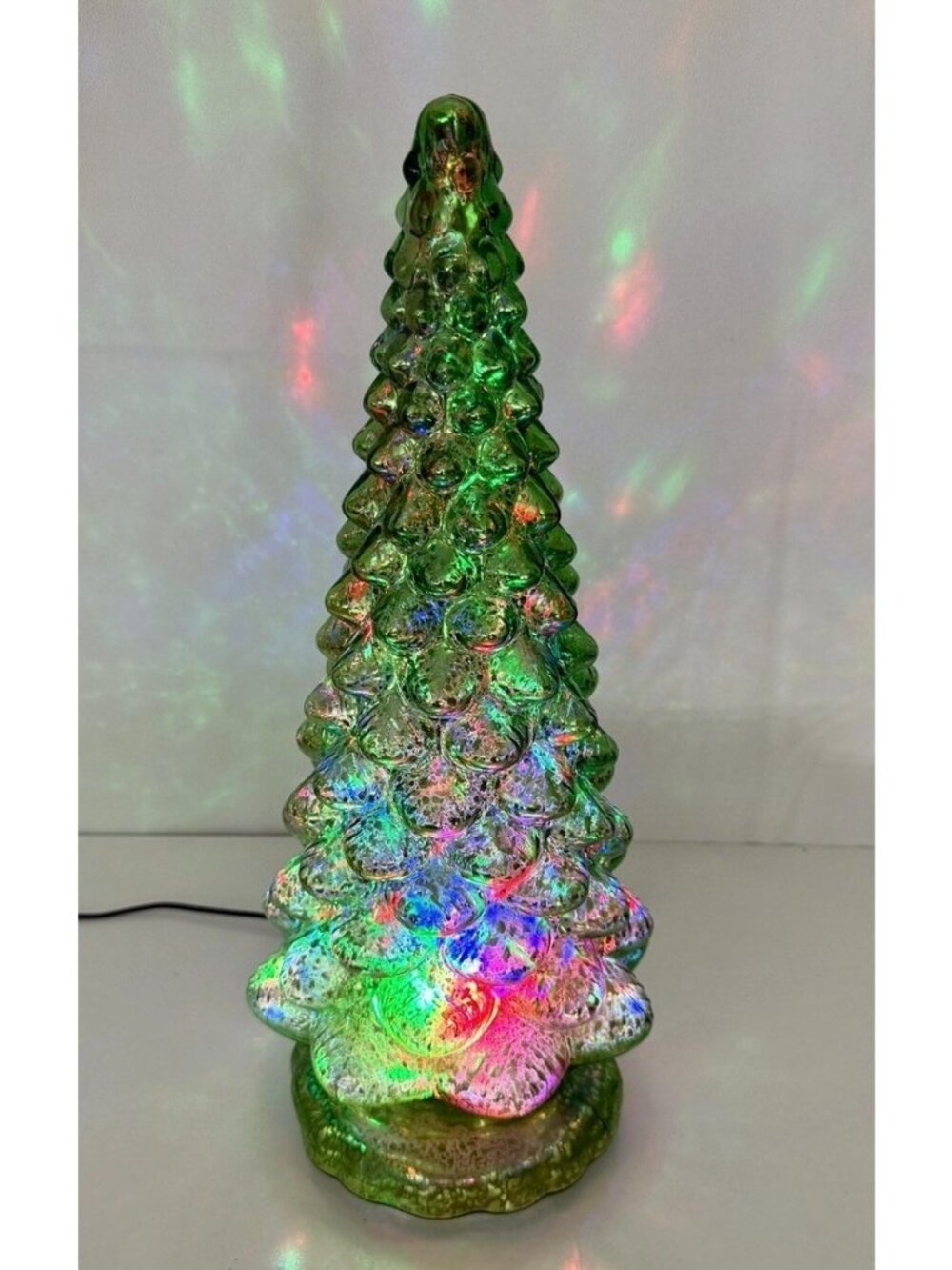 Mercury Glass Kaleidoscope Light Show Green Tree by Valerie Parr Hill 16”